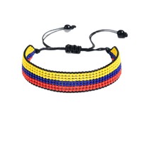 Gelang Manik Bendera Nasional Buatan Tangan Gaya Boho - Gelang Persahabatan Tali Tarik yang Dapat Disesuaikan untuk Pria Wanita - Grosir Perhiasan Festival