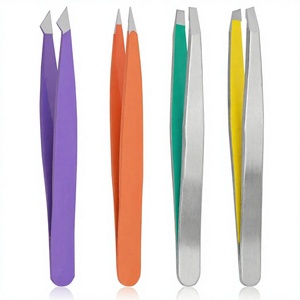 Juego de 4 Pinzas para Cejas de Acero Inoxidable con Puntas Planas Anguladas, Herramientas de Precisión para el Cuidado Personal - Product Image 2
