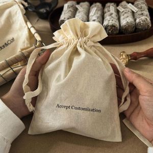 Custom Wholesale 100% Organic Cotton <b>Drawstring</b> <b>Pouch</b> Bag Reusable Cotton Muslin Bag - Product Image 3