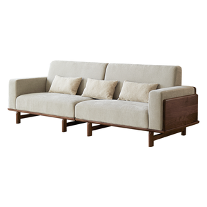 أريكة ثلاثية المقاعد من خشب الجوز الأسود الأمريكي الصلب، تصميم بسيط للمساحات الصغيرة، أريكة لغرفة المعيشة المنزلية، بيع بالجملة من المصنع - Product Image 1