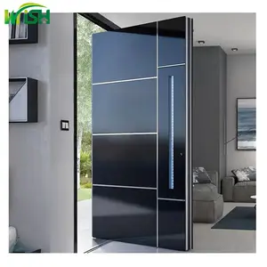 WISH New Exterior Luxury Light Metal puerta de acero inoxidable Pivot entrada puertas delanteras para casas modernas