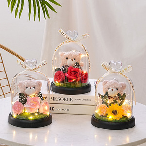 Caja de Cristal Hecha a Mano con Rosas Eternas, Flor Preservada para Novio, Novia, Mamá, Regalos Románticos - Product Image 4
