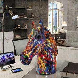 Escultura de Cabeza de Caballo Colorida, Figura de Resina para Mesa, Adorno Animal de Arte Moderno para Sala de Estar, Oficina, Estudio - Product Image 3