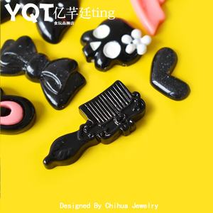 Cabochon en résine noir style miroir et peigne, à prix abordable, pour maison de poupée, bricolage, scrapbooking et décoration de coque de téléphone - Product Image 4