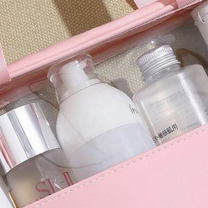 定制粉色防水PVC化妆包2026自有品牌塑料旅行PU透明糖果色大容量化妆包 - Product Image 4