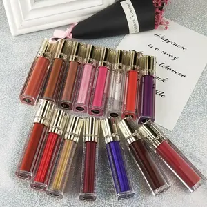 Diskon Besar 15 Warna Grosir Lipgloss Emas Make Up Kosmetik Label Pribadi Glitter Lip Gloss Bening
