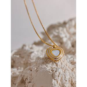 JINYOU 1194 Collana con Ciondolo a Cuore in Conchiglia Naturale in Acciaio Inossidabile 316L per Donne, Gioiello Romantico Dorato, Bijoux Regalo - Product Image 6