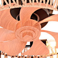 Ventilateur de plafond rétro LED avec lumière, télécommande, en corde de chanvre, E27, de haute qualité, pour salle à manger
