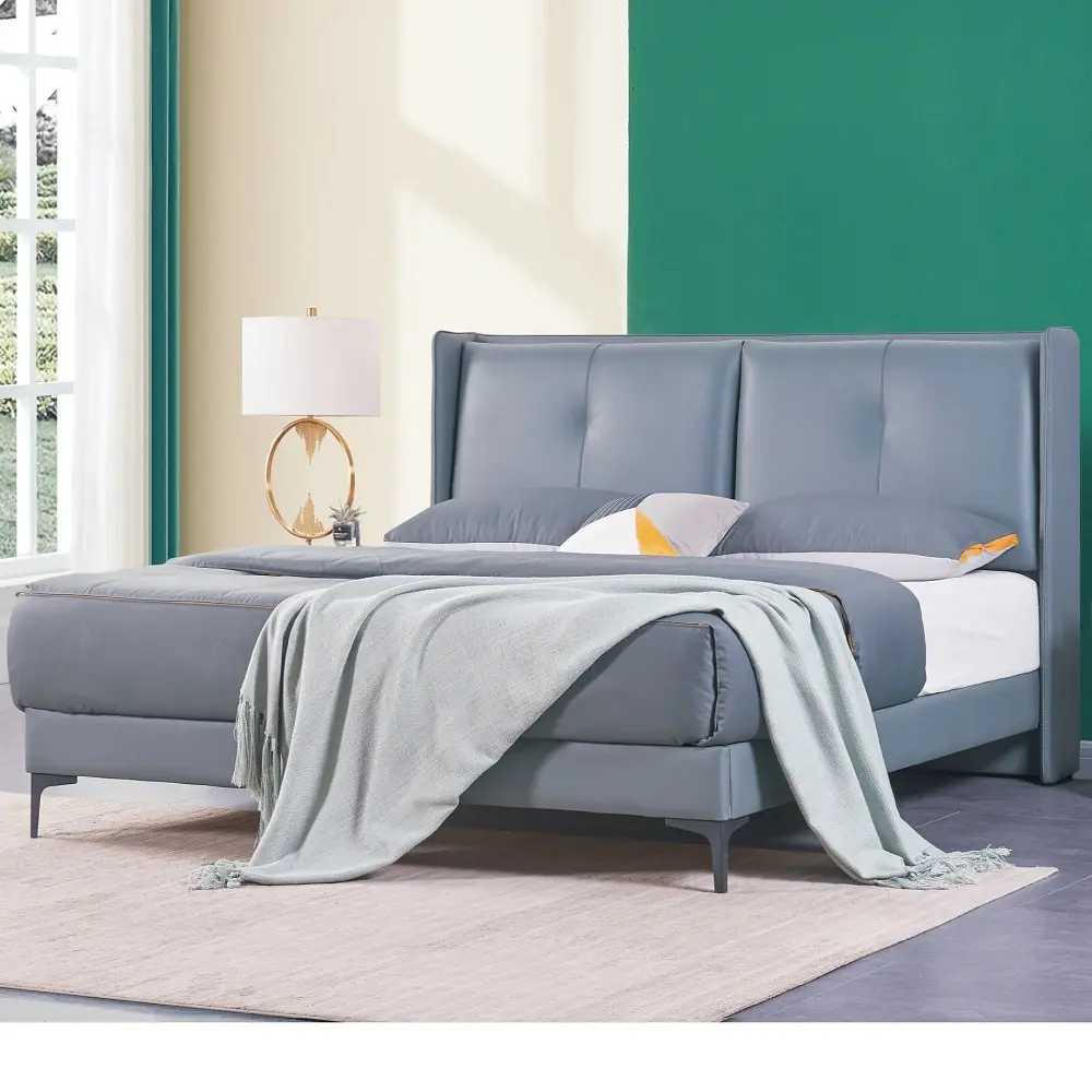 Hot Selling Modern Wood Bed Frame Minimalist Up-Holstered Beds For Home Comforter Sets Bedding Luxury