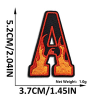 En gros, Écussons brodés Chiffres et Lettres Alphabet Flamme, thermocollants et à coudre, 5,2 CM, Badges Lettres Flamme, Écussons Logo Personnalisés pour Vêtements