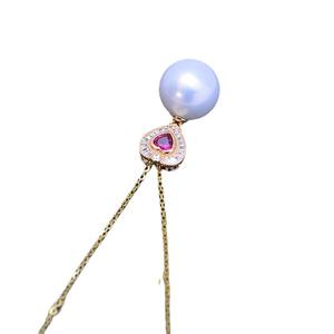 Colgante de Perla Redonda Blanca de Agua Dulce de 11-12 mm para Mujer, Plata S925, Cadena Cubana Gruesa y Simple, Fuerte Brillo, Ligeras Imperfecciones - Product Image 5