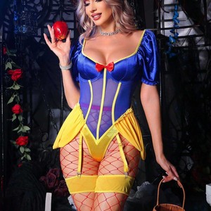 Scarletsin B-132 Set di Lingerie Sottile in Poliestere Bianco Neve, Costume Cosplay Anime Sexy - Product Image 4