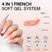 OEM Long Coffin French Full Cover Gel Nail Tips 180pcs/Box 15 Sizes Pre-designed for Finger Nails Wholesale Salon Use