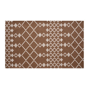 Geometric Pattern Area Rug Rectangle Brown White Design Living Room Bedroom Floor <b>Mat</b> Washable Home Decor - Product Image 1