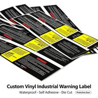 Étiquette d'avertissement industrielle en vinyle personnalisée, autocollant de sécurité découpé à la forme, imperméable et auto-adhésif pour équipement de protection