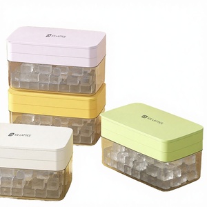 Sesame BPA Free Eco-Friendly Silicone <b>Plastic</b> Easy-release Ice Cube Tray <b>Lid</b> <b>Bin</b> Spill-resistance Durable Flexible Ice Mold - Product Image 3