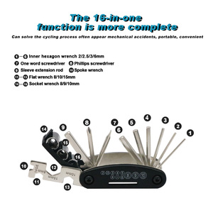 Kit d'outils de réparation de vélo RIDERACE 16 en 1 multifonction VTT outils de réparation avec sac portable ensemble d'outils de réparation de cyclisme sur route - Product Image 4