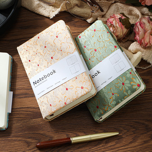 Cuaderno de Tapa Dura con Bordado de <span class=keywords><strong>Flores</strong></span> y Árboles en Lino Vintage Retro para Estudiantes, Grueso, A6, Personalizable - Product Image 4