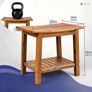Xinhao Wooden Shower <b>Bench</b> With <b>Storage</b> Shelf Bathroom Stool Waterproof Indoor Shower <b>Seat</b> Multi Functional Bath Furniture - Product Image 3