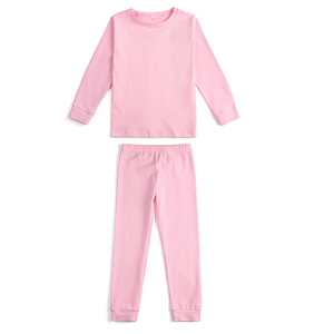 Moda 2022 due pezzi inverno 100% cotone tinta unita bianco rosa dolce pigiami pigiami neonate <span class=keywords><strong>pigiama</strong></span> all'ingrosso - Product Image 3