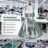 Robe de travail Dirndl à manches bouffantes brodées de dentelle, en fibre de polyester antibactérienne, plusieurs couleurs personnalisables, pour festival de la bière