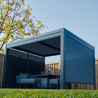 Système de toit à lames motorisé personnalisé pour jardin extérieur, pergola bioclimatique en aluminium, gazebo, balcon, facile à installer, nature