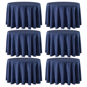 Wholesale High Quality 120" Navy Blue Green Crushed Velvet <b>Round</b> <b>Tablecloth</b> for Dining Wedding Party Events Decoration - Product Image 1