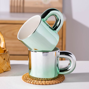 Electroplated Ceramic Mugs 300ml Modern Luxury Design Gift Coffee Milk Cups Solid Color High-End <b>Drinkware</b> - Product Image 3