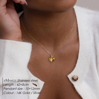 Collier EManco plaqué or avec pendentif cœur pierre de naissance, chaîne élégante, cadeau idéal pour anniversaire, fête ou événement.