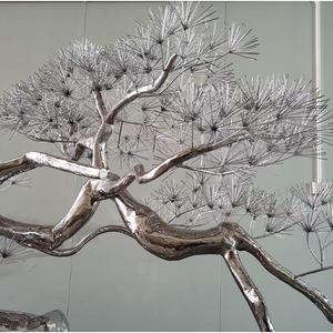 大型モダン屋外ステンレスパインツリー歓迎フィギュア磨かれた金属工芸品 - Product Image 2