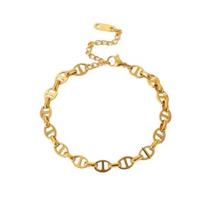 En gros, Ensembles de bijoux de mode pour femmes en acier inoxydable plaqué or 18 carats, comprenant colliers ras-du-cou et bracelets à maillons épais style « nez de cochon » - Product Image 5