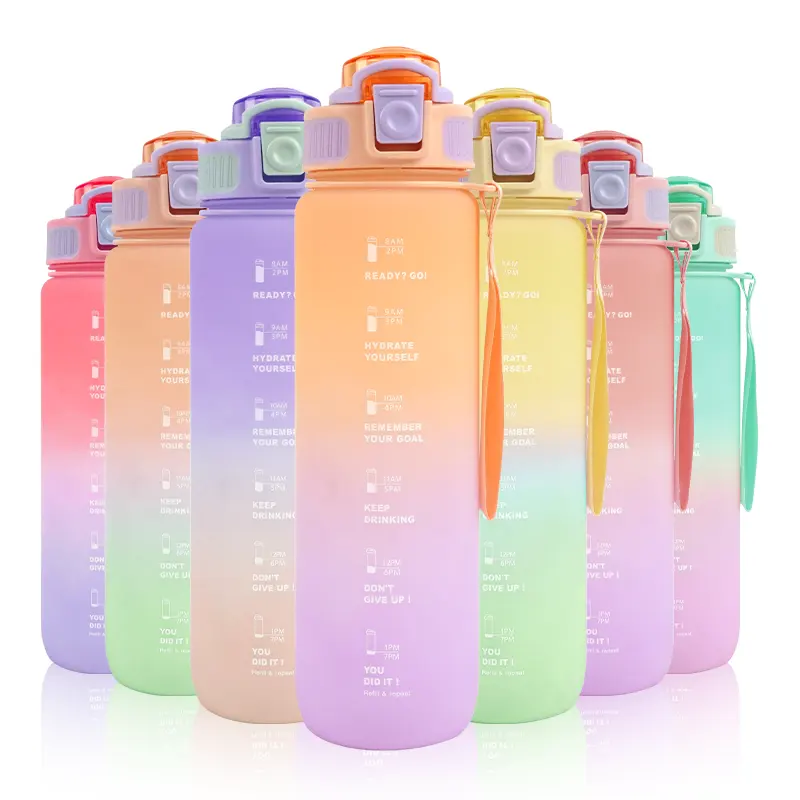 Marketing Promotion Gift Item Multiple Colors 900Ml 30Oz Time Marker Logo Custom Tritan Plastic Drinking Water Bottle For Sports