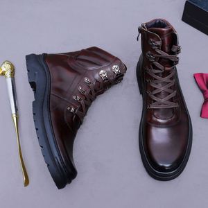 Nouvelles Bottes Martin Hiver 2026 - Bottes de Moto Tendance en Cuir avec Semelles Épaisses et Embout Renforcé pour Hommes - Product Image 5