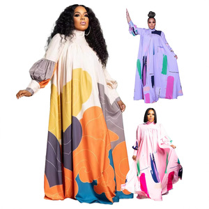 Nouvelle Robe Longue Imprimée à Manches Larges et Jupe Évasée pour <span class=keywords><strong>Femme</strong></span> Ol6155 - Product Image 1