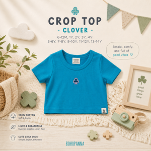 เสื้อครอปท็อปลายโคลเวอร์ ผลิตจากวัสดุพรีเมียม ระบายอากาศได้ดี นุ่มสบาย เหมาะสำหรับวันหยุดเรียนและช่วงเวลาสนุกสนาน - Product Image 4