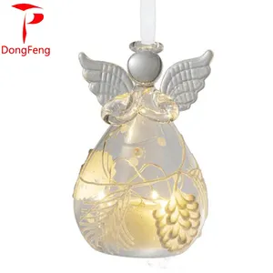 Decoração de natal, produto quente, mão, soprado, vidro transparente, formato de anjo, vidro, decoração, imperdível