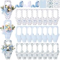 Sacs à bouquet en papier à carreaux gingham avec poignée, supports d'emballage pour fleurs, pour mariage, fête prénuptiale, décoration de fête