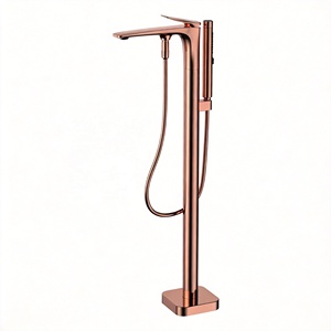 Grifo de <span class=keywords><strong>ducha</strong></span> independiente de lujo Maestro Spectrum, montaje en suelo, latón, control termostático, válvula de cerámica, chorro de latón pulido - Product Image 1