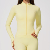 Veste de yoga zippée pour femme, respirante, effet seconde peau, coupe ajustée, manches longues, pour la course et la gym