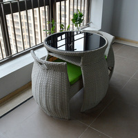 Conjunto de Muebles de Jardín de Ratán Rústico Moderno, Sillas de Comedor de Mimbre para Exteriores, Mesas para Parques y Restaurantes