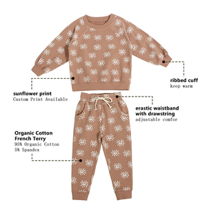 Babyjongenskledingsets Gezellige French Terry Peuter Kinderen Trainingspak 95% Biologisch Katoen Aanvaardt Aangepaste Meisjeskledingsets - Product Image 5