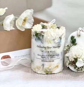 핫 세일 결혼식 양초 로맨틱 장미 말린 꽃 실린더 아로마 테라피 고급 향초 휴일 선물 파티 용품 - Product Image 6