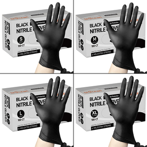 100 pièces de <span class=keywords><strong>gants</strong></span> jetables en latex de <span class=keywords><strong>nitrile</strong></span> noir, 5 à 6 mil, pour la cuisine, usage intensif, sécurité au travail, sans poudre - Product Image 2