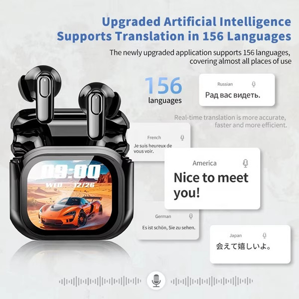 Factory X63 AI True Wireless Game Earbuds BT6.0 LCD Display HD Sound Earphones Headphones AI Translator TWS PK NE20
