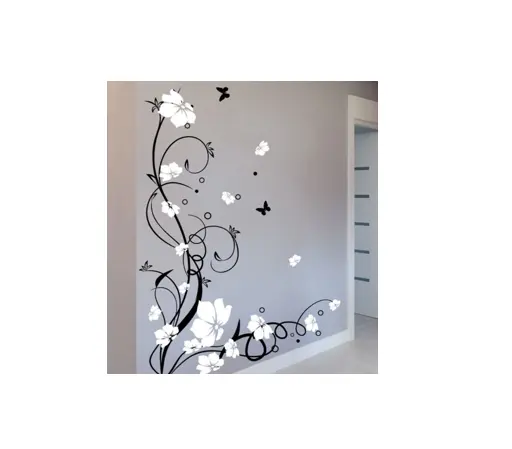 Large Butterfly Vine Flower Vinyl Removable Wall Stickers Tree Wall Art Decals Mural for Living room Bedroom Home Decor