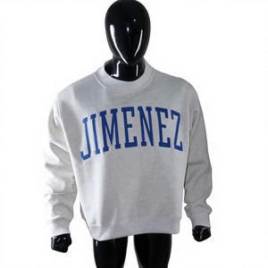 Sudadera Jimenez de cuello redondo para mujer, gris, de algodón, con estampado de letras frontal, corte regular, para otoño, premium, oversize, con cuello simulado. - Product Image 1