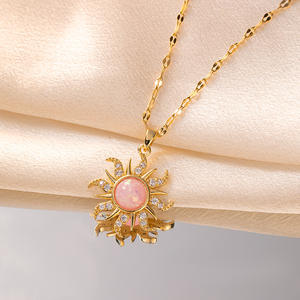 महिलाओं के लिए नया आगमन स्टेनलेस स्टील हार अनियमित सूरजमुखी ज़िरकॉन स्टार नेकलेस टाइटेनियम स्टील गहने - Product Image 2