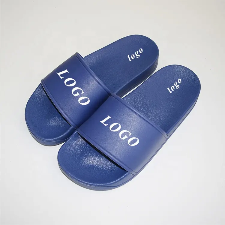 new design bulk buying lady plain blank pvc slides sandals open toe fashion flat bottom women men blue slippers