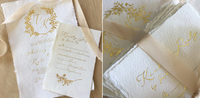 Invitations de mariage et d'anniversaire écologiques en papier texturé fait main à bords festonnés, avec vernis brillant sur papier couché personnalisé de luxe
