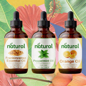 Huile de menthe poivrée, d'orange, d'encens et de romarin 100 % pure et biologique, pour les soins de la peau, la croissance des cheveux et la fabrication de bougies, fournie par le fabricant - Product Image 1